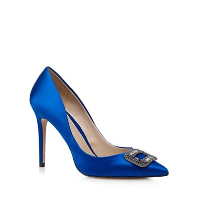 Blue stone buckle high court shoes